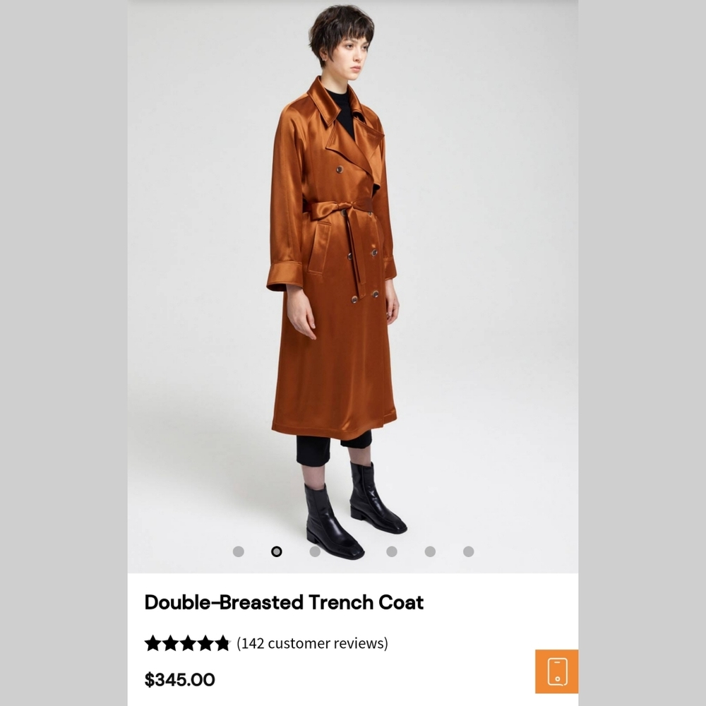 Lattelier Double Breasted Trench Coat in Luxury Silk-Like Acetate